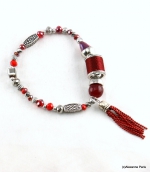 Bracelet Elastique Perles Doriane Bordeaux