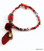 Bracelet Plume Olivia Bordeaux