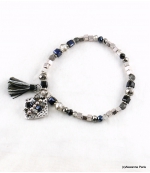 Bracelet Elastique Pompon Sofia Noir
