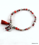 Bracelet Elastique Pompon Sofia Bordeaux
