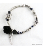 Bracelet Elastique Chaînes Cassandra noir