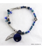 Bracelet Elastique Chaînes Cassandra bleu foncé