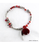 Bracelet Elastique Chaînes Cassandra rouge bordeaux