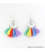 Boucles d'oreilles pompon et coquille Alice