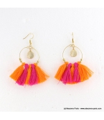 Boucles d'oreilles pompon et coquille Alice