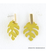 Boucles d'oreilles feuille Monstera Jade