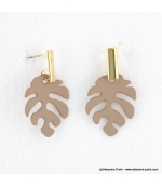 Boucles d'oreilles feuille Monstera Jade