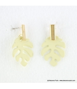 Boucles d'oreilles feuille Monstera Jade