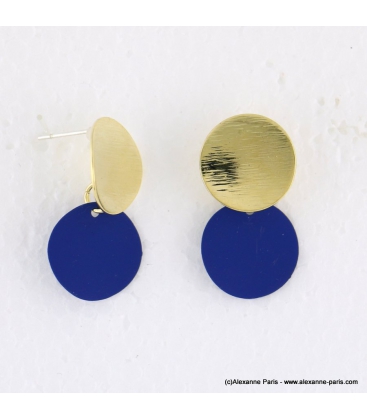 Boucles d'oreilles pièce métal Anastasia bleu