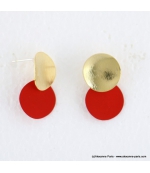 Boucles d'oreilles pièce métal Anastasia rouge