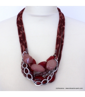 collier jersey imprimé bordeaux