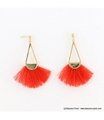 Boucles d'oreilles géométriques pompon Léa