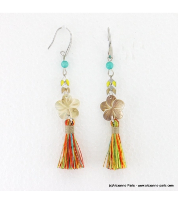 Boucles d'oreilles fleur nacrée Lola multi