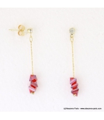 Boucles d'oreilles pyramide cristaux Juliette rouge