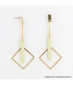 Boucles d'oreilles géométriques carrés Estelle blanc