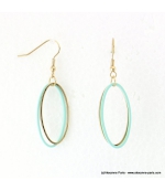 Boucles d'oreilles anneaux ovales Justine turquoise