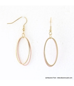 Boucles d'oreilles anneaux ovales Justine rose