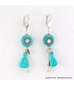 Boucles d'oreilles effet marbré Gabrielle turquoise