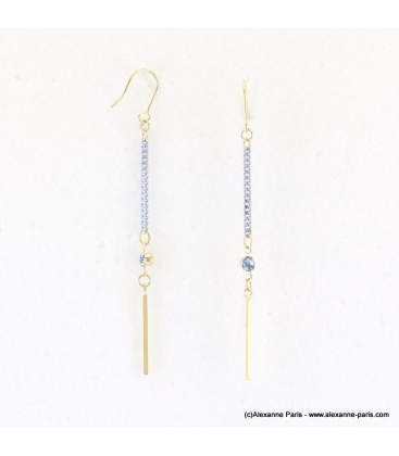 Boucles d'oreilles chaîne fine Alexandra bleu