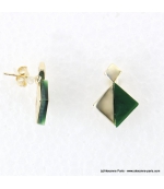 Boucles d'oreilles géométriques marbrées Margot vert