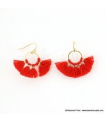 Boucles d'oreilles Pompon Pénéloppe rouge