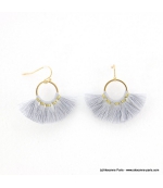 Boucles d'oreilles Pompon Pénéloppe gris clair