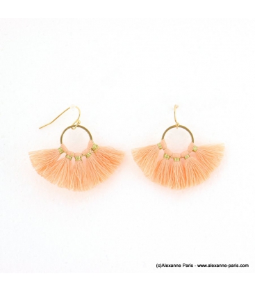 Boucles d'oreilles Pompon Pénéloppe rose nude