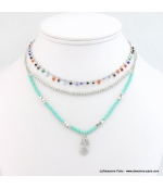 Collier perles et ananas Manon turquoise