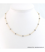 Collier à billes doré Mady bleu foncé