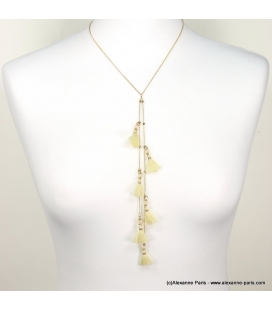 Collier Y pompons Inaya beige