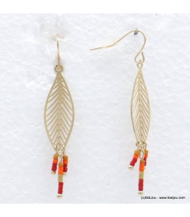 Boucles d'oreilles plume filigrane Johanna