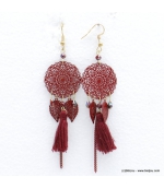 Boucles d'oreilles rosace filigrane et pompon Noémi