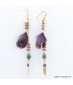 Boucles d'oreilles oversize plume Angélique multi