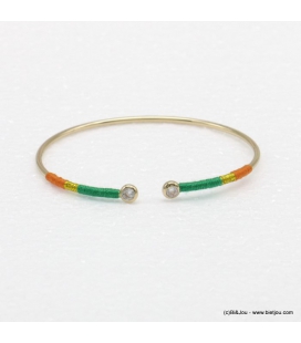 Bracelet jonc ouvert doré Carla vert