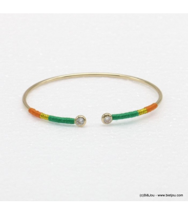 Bracelet jonc ouvert doré Carla vert