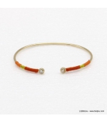 Bracelet jonc ouvert doré Carla rouge