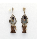 Boucles d'oreilles hippie nacre et pompon Myriam