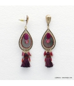 Boucles d'oreilles hippie nacre et pompon Myriam