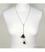 Collier lasso strass pompon Adèle