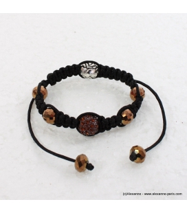 bracelet shamballa strass doré