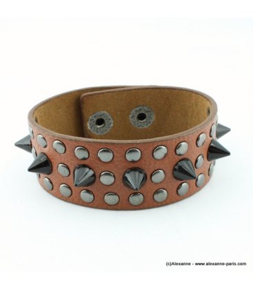 bracelet clou cone spike marron