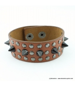 bracelet clou cone spike marron