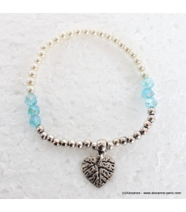 bracelet Coeur de Feuille bleu