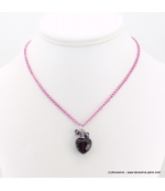 collier Coeur de Cristal violet