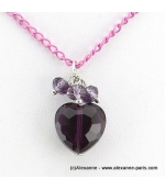 collier Coeur de Cristal violet