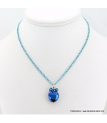 collier Coeur de Cristal bleu