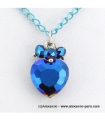 collier Coeur de Cristal bleu