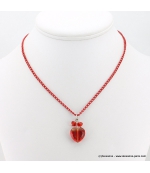 collier Coeur de Cristal rouge