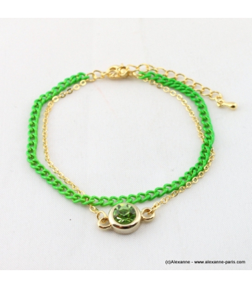 bracelet double flashy fluo vert