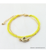 bracelet double flashy fluo jaune